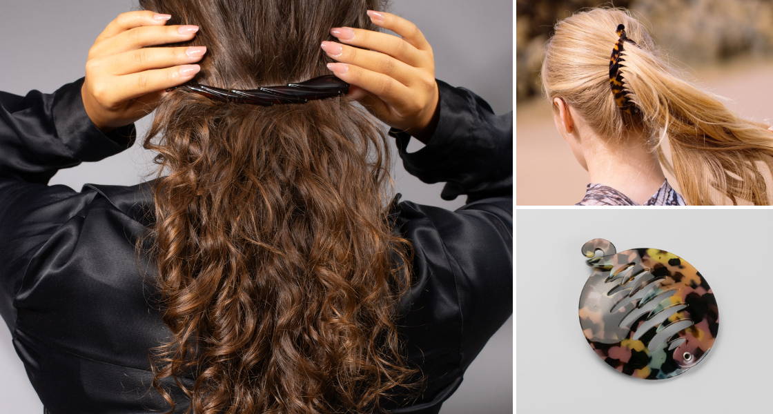 Banana hair clips for curly hair, by TEGEN