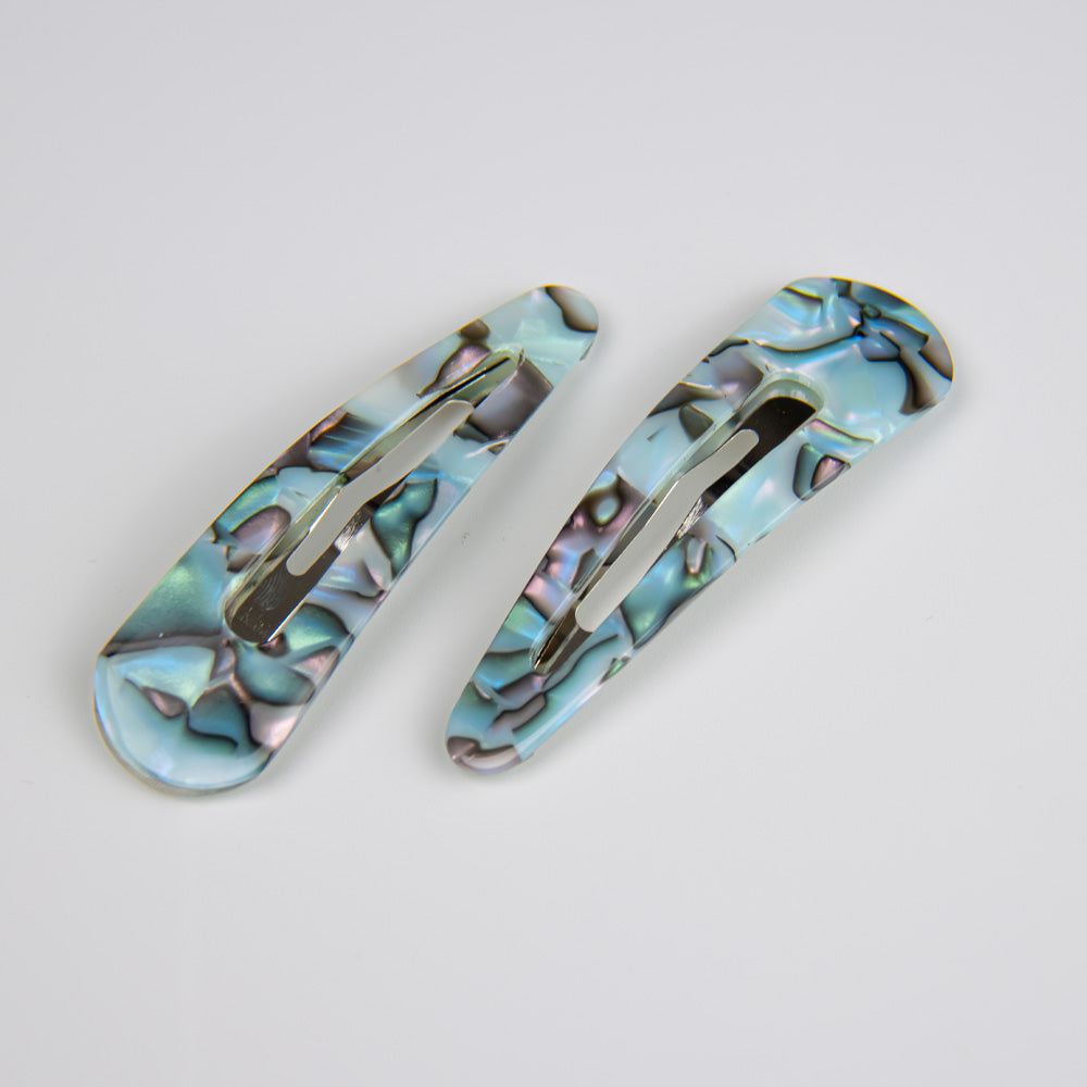 2x 7cm Snap Clips 7cm Opal Handmade French Hair Accessories at Tegen Accessories