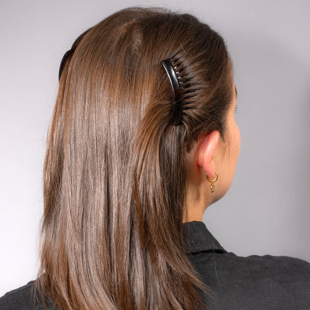 2x French Side Combs in Tortoiseshell Essentials French Hair Accessories at Tegen Accessories |Tortoiseshell