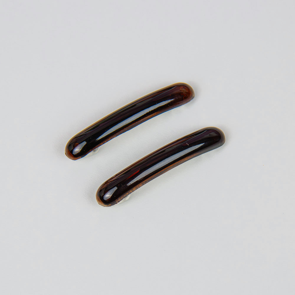 A pair of two 6cm French barrettes in tortoiseshell