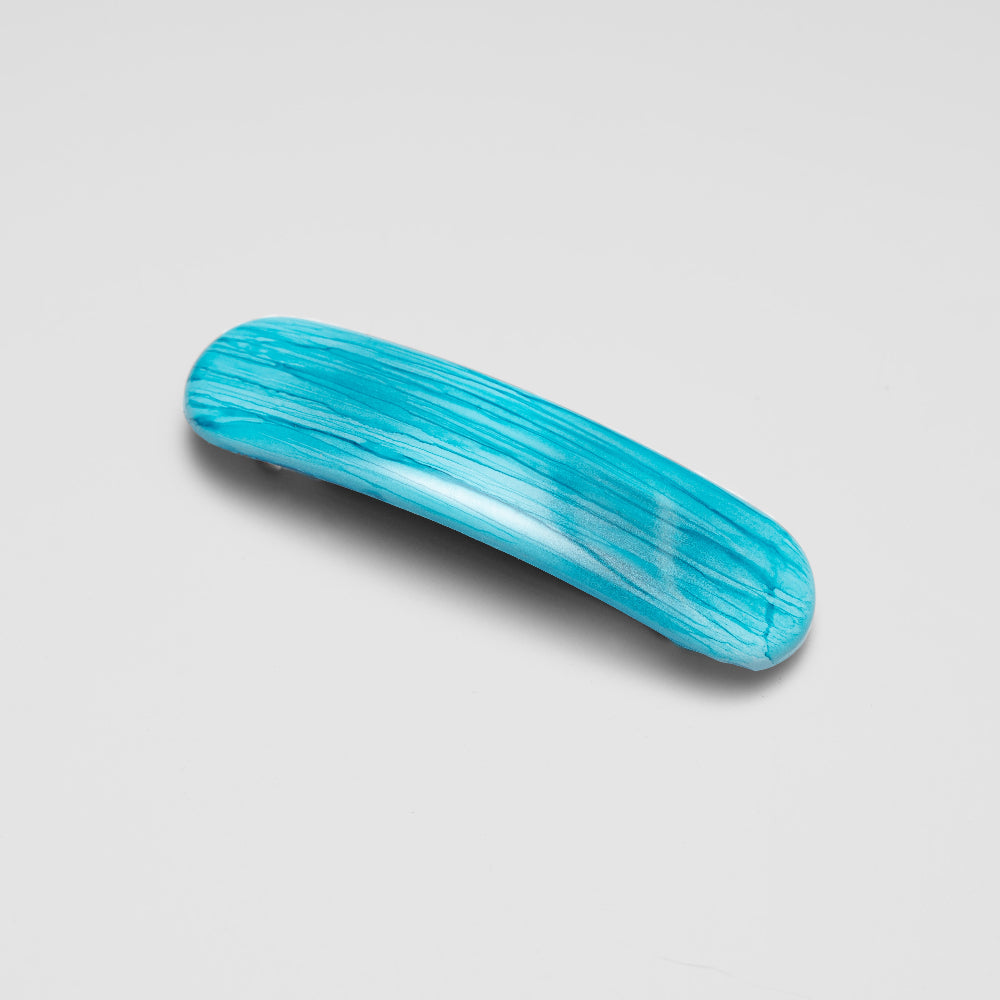 Coastal ocean blue hand painted barrette clip with rubber grip at Tegen Accessories