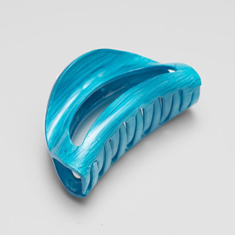 Hand painted Ocean blue small D shape hair claw clip at Tegen Accessories