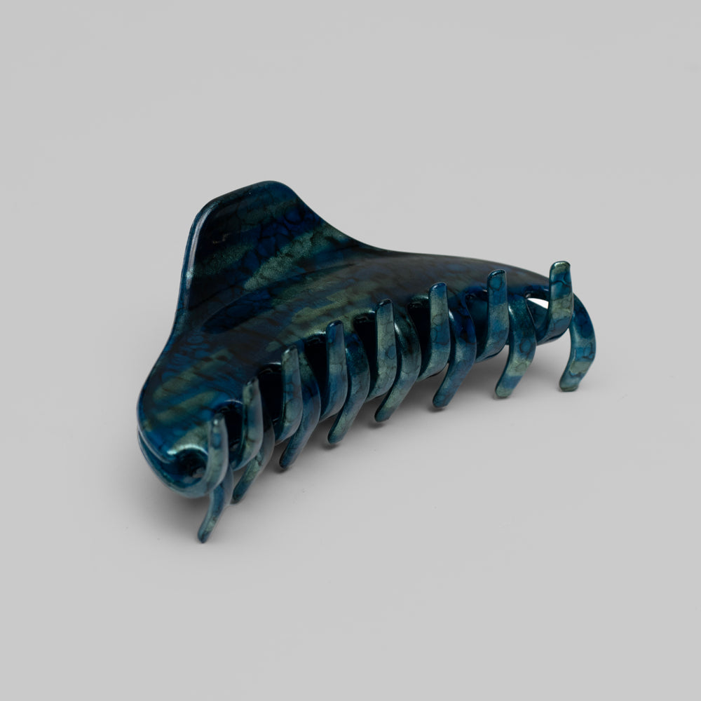 Blue Hand Painted Medium Hair Claw Clip for Fine Hair at Tegen Accessories