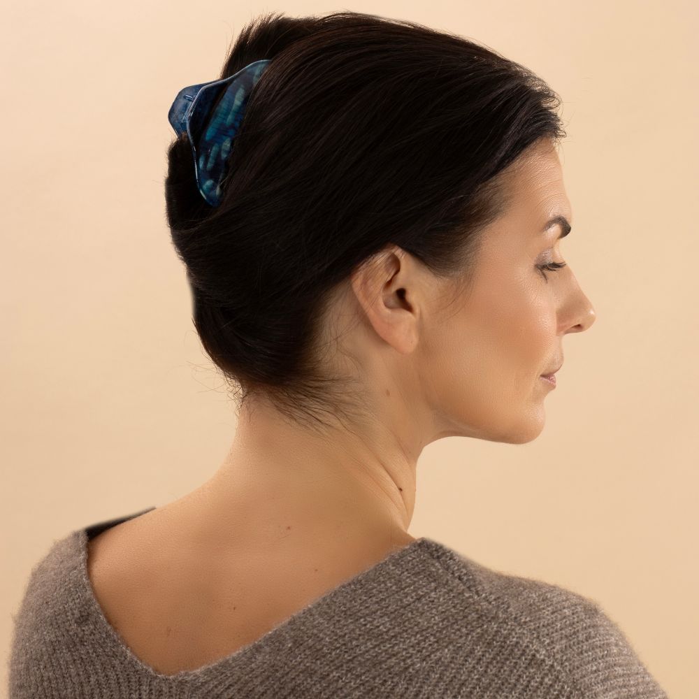 Aqua Hand Painted Medium Hair Claw Clip for Fine Hair at Tegen Accessories