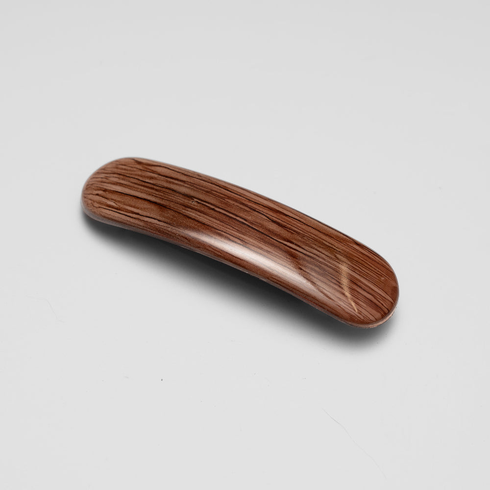 Coastal beachwood brown hand painted barrette clip with rubber grip at Tegen Accessories