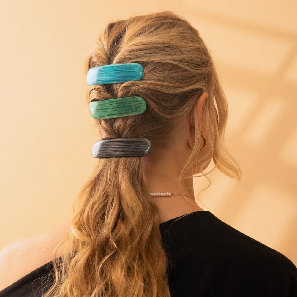 Coastal hand painted barrette clips with rubber grip at Tegen Accessories