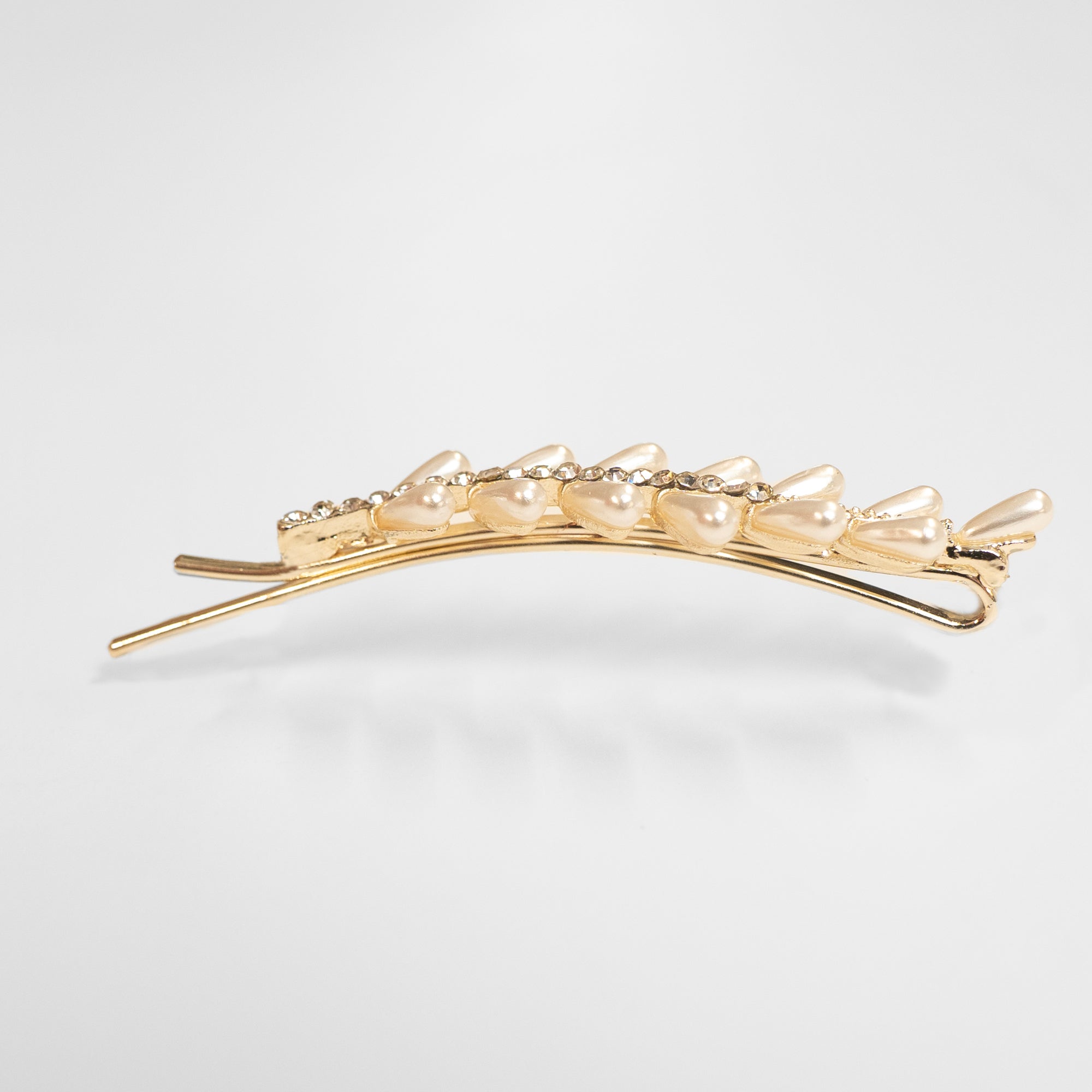 Crystal and Pearl Feather Hair Slide Crystals by Swarovski at Tegen Accessories