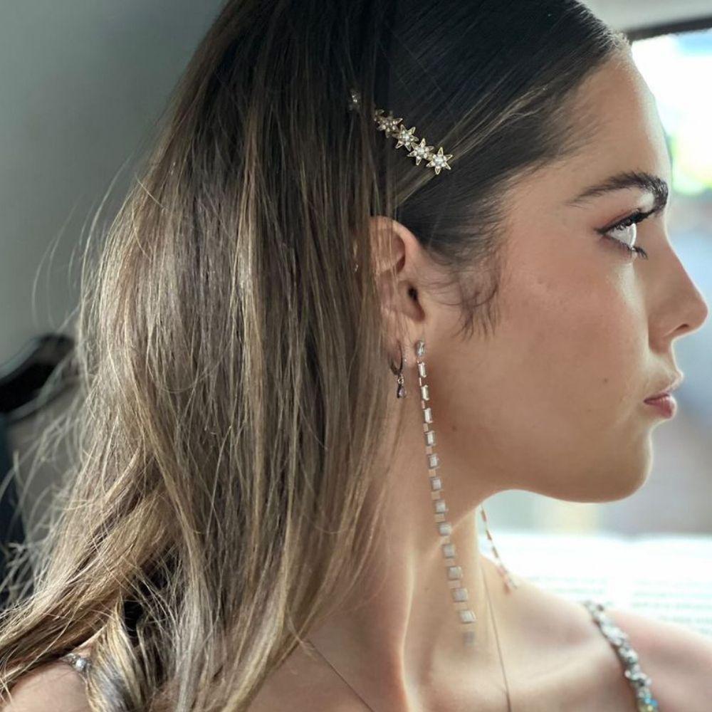 Crystal and Pearl Star Hair Slide Crystal in at Tegen Accessories