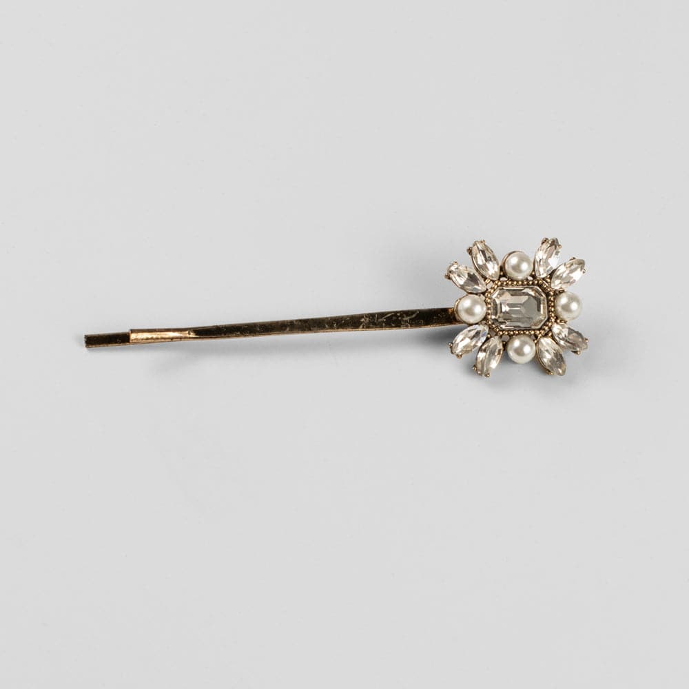 Crystal Art Deco Hair Slide Crystal in Pearl at Tegen Accessories