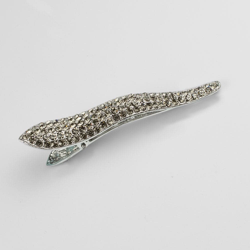 Small Curved Beak Clip Crystal at Tegen Accessories |Pewter Crystal