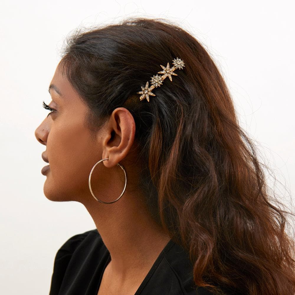 Swarovski Crystal Ornate Star Barrette Clip Swarovski Crystal in 6.5cm at Tegen Accessories