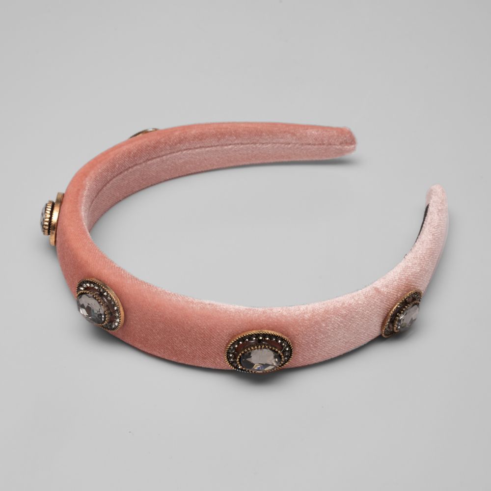 Crystal Studded Velvet Headband Crystals by Swarovski at Tegen Accessories