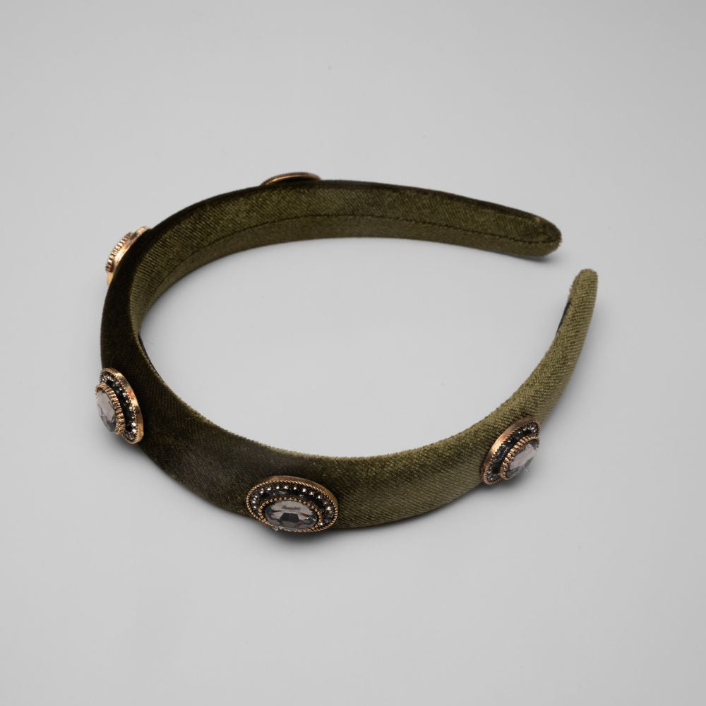 Crystal Studded Velvet Headband Crystals by Swarovski at Tegen Accessories