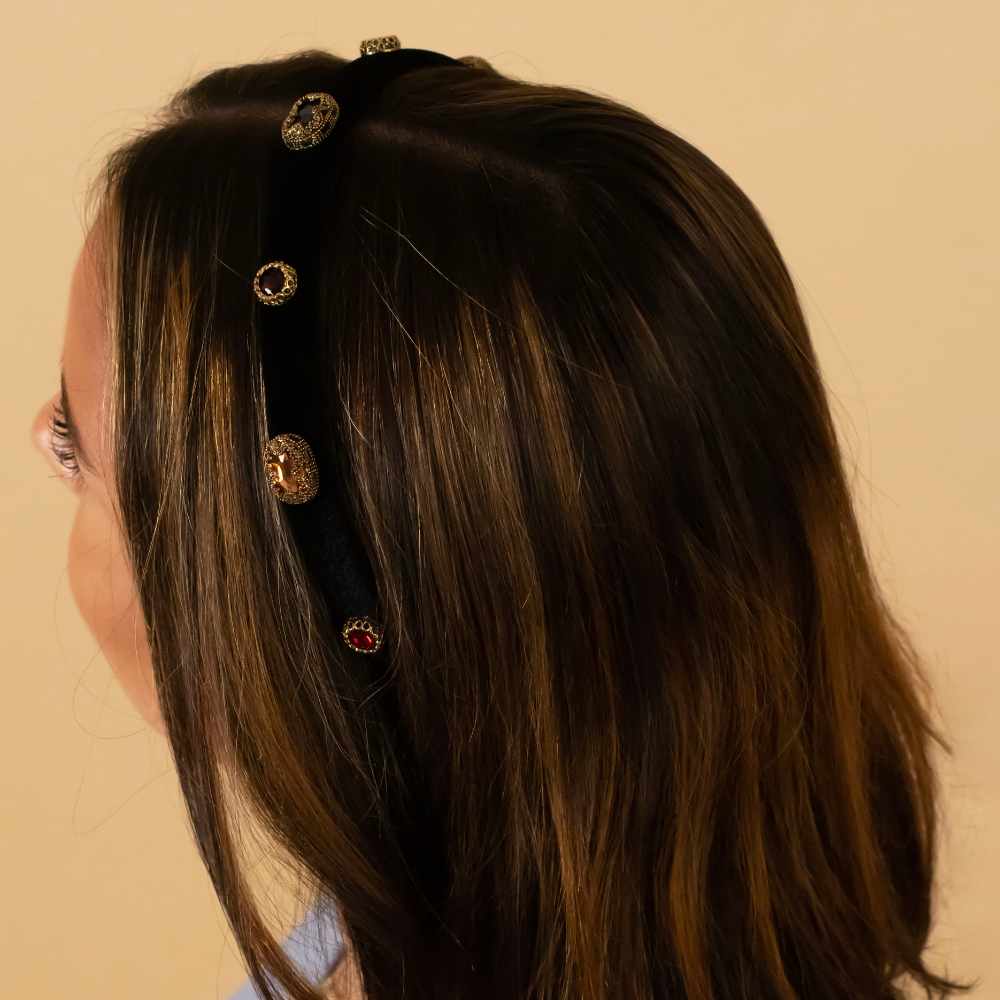 Swarovski Crystal Velvet Baroque Headband Swarovski Crystal in at Tegen Accessories