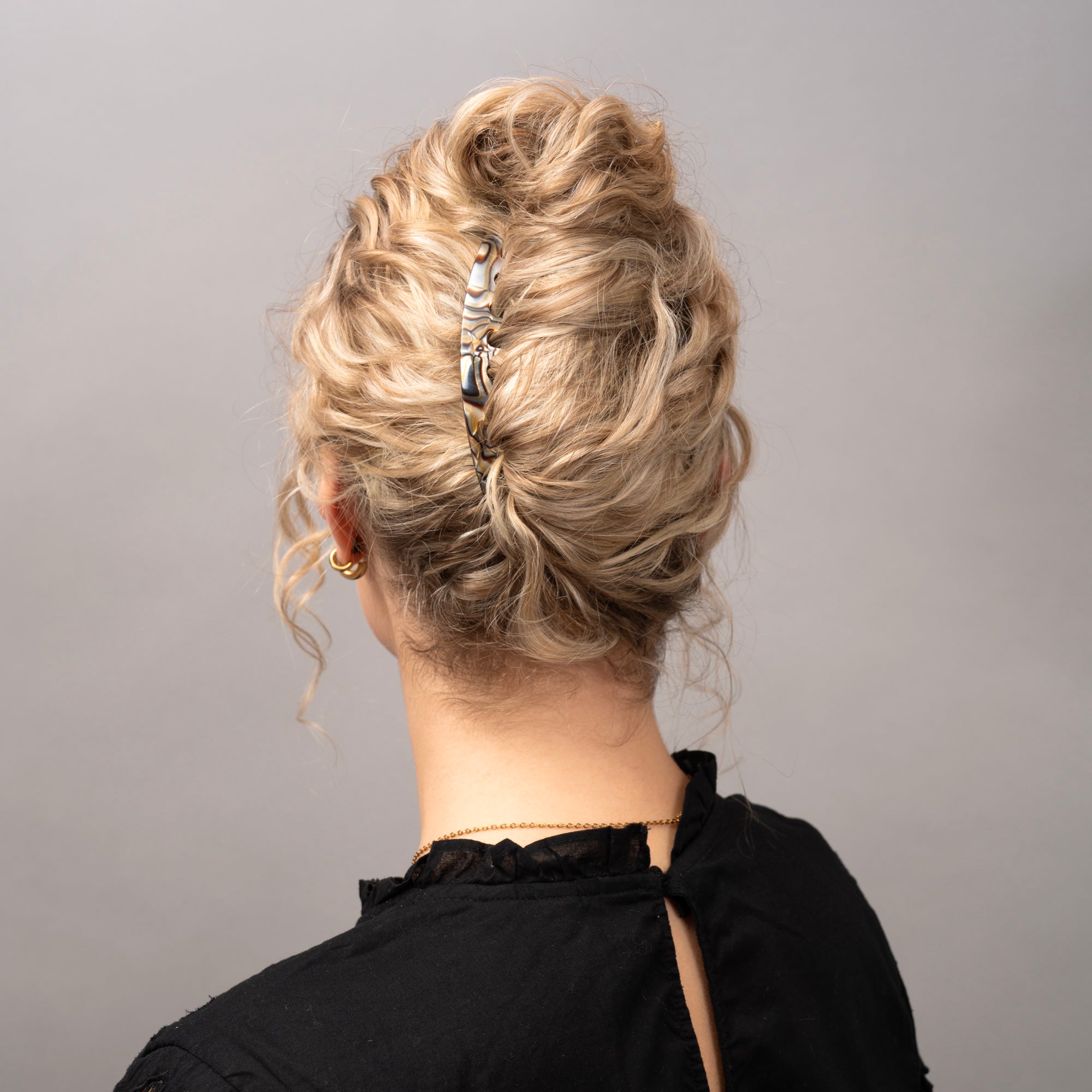 Curved French Pleat Comb in Onyx by Tegen Accessories