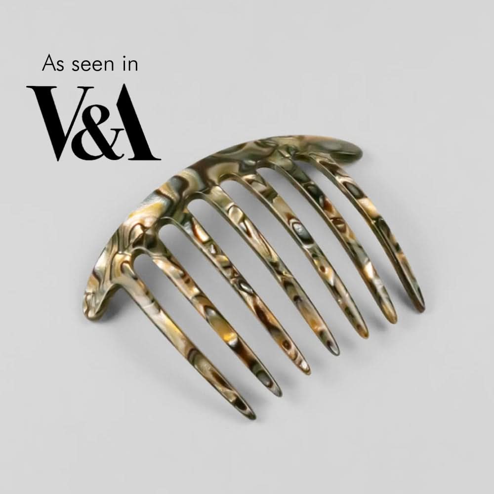 Curved French Pleat Comb in 11cm Onyx Handmade French Hair Accessories at Tegen Accessories