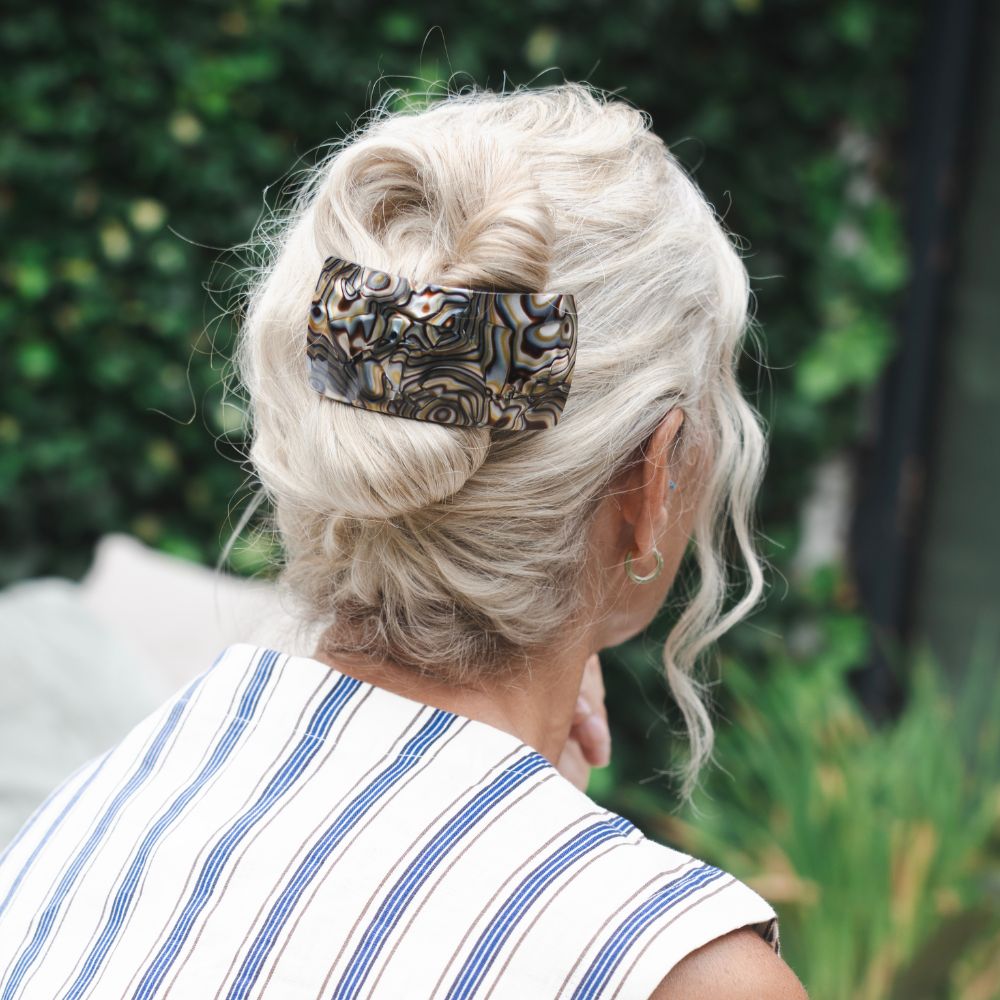 Onyx Extra Large Curved Barrette in Handmade at Tegen Accessories