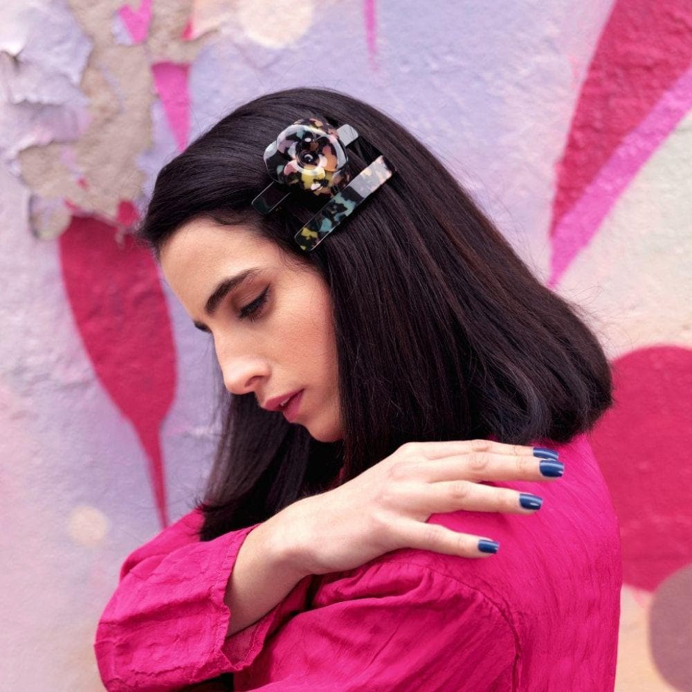 Flower Barrette Clip Handmade French Hair Accessories at Tegen Accessories |Confetti Tokio