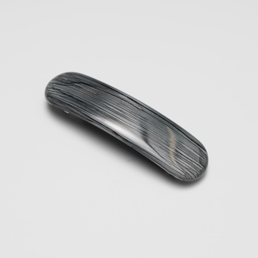 Coastal pebble grey hand painted barrette clip with rubber grip at Tegen Accessories