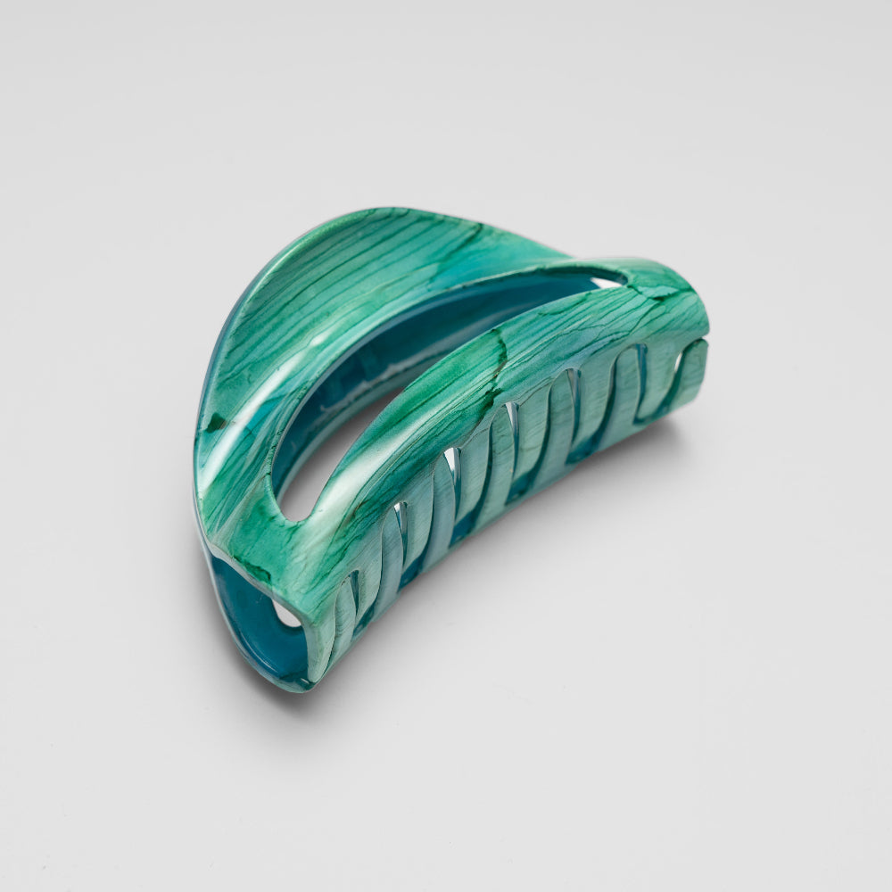 Hand painted Laguna green medium D shape hair claw clip at Tegen Accessories