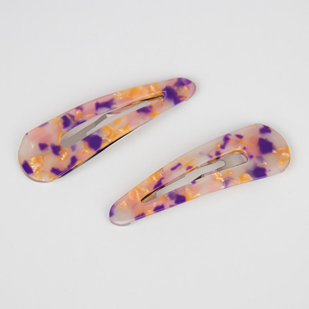 Limited Edition 2x 7cm Snap Clips 7cm Peach Twilight Handmade French Hair Accessories at Tegen Accessories