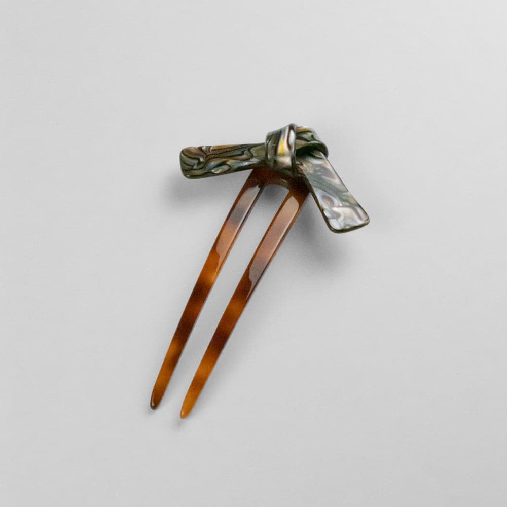 Medium Bow French Hairpin in 11cm Onyx Handmade French Hair Accessories at Tegen Accessories