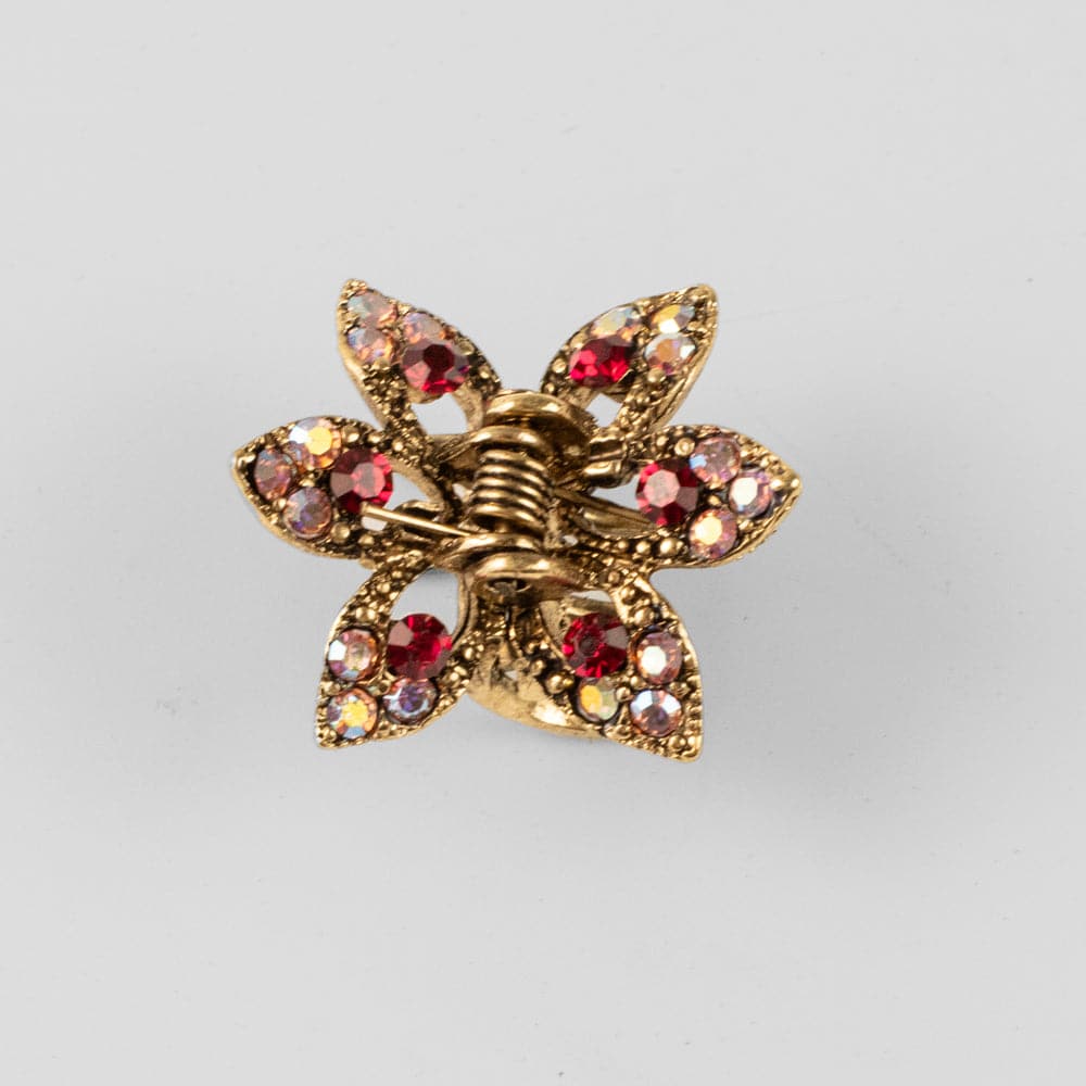 Mini Crystal Maple Leaf Hair Claw Clip Crystal in Red Crystal at Tegen Accessories