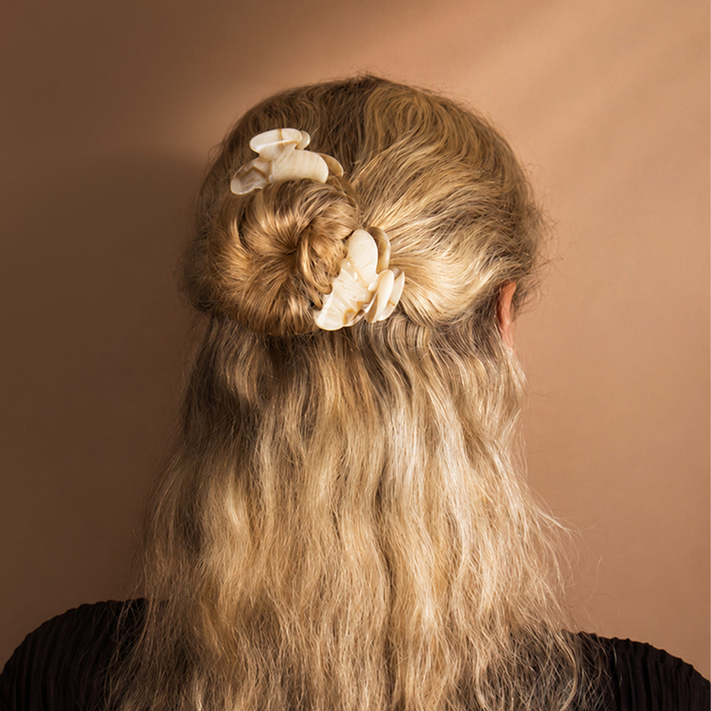 Mini Hair Claw Clip in Oat Latte Handmade French Hair Accessories at Tegen Accessories