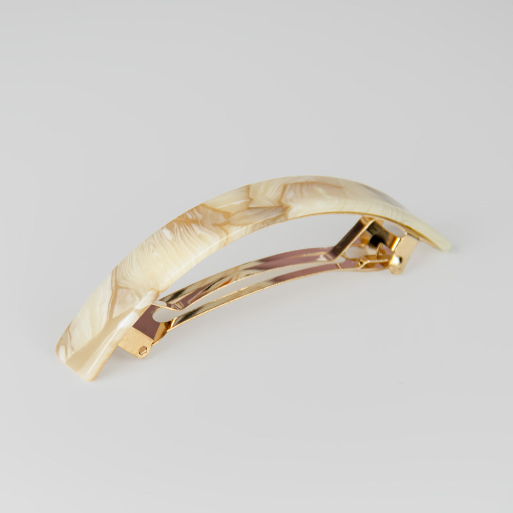 Narrow Arched Barrette Clip in 11cm Oat Latte Handmade French Hair Accessories at Tegen Accessories