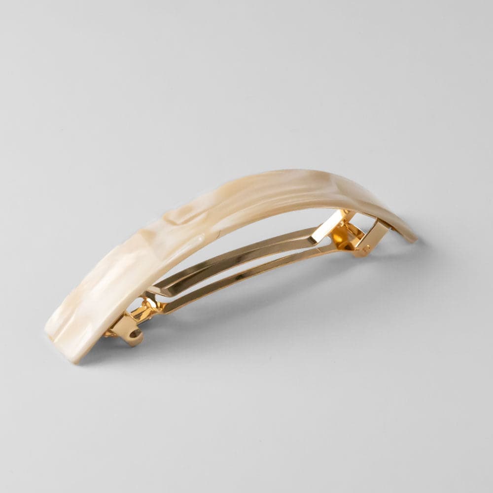 Narrow Arched Barrette Clip in 11cm Vanilla Handmade French Hair Accessories at Tegen Accessories