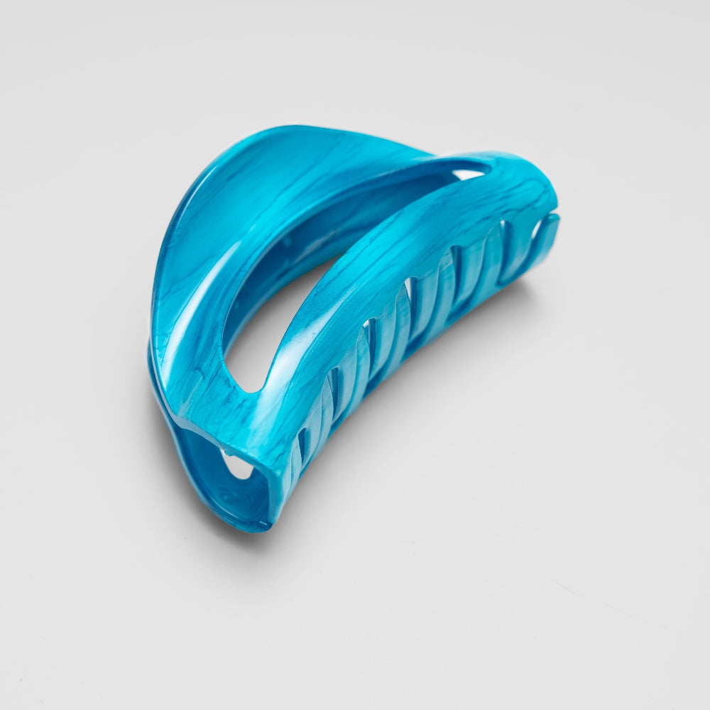 Hand painted Ocean blue medium D shape hair claw clip at Tegen Accessories