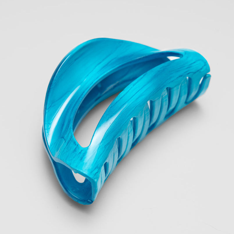 Hand painted Ocean blue medium D shape hair claw clip at Tegen Accessories