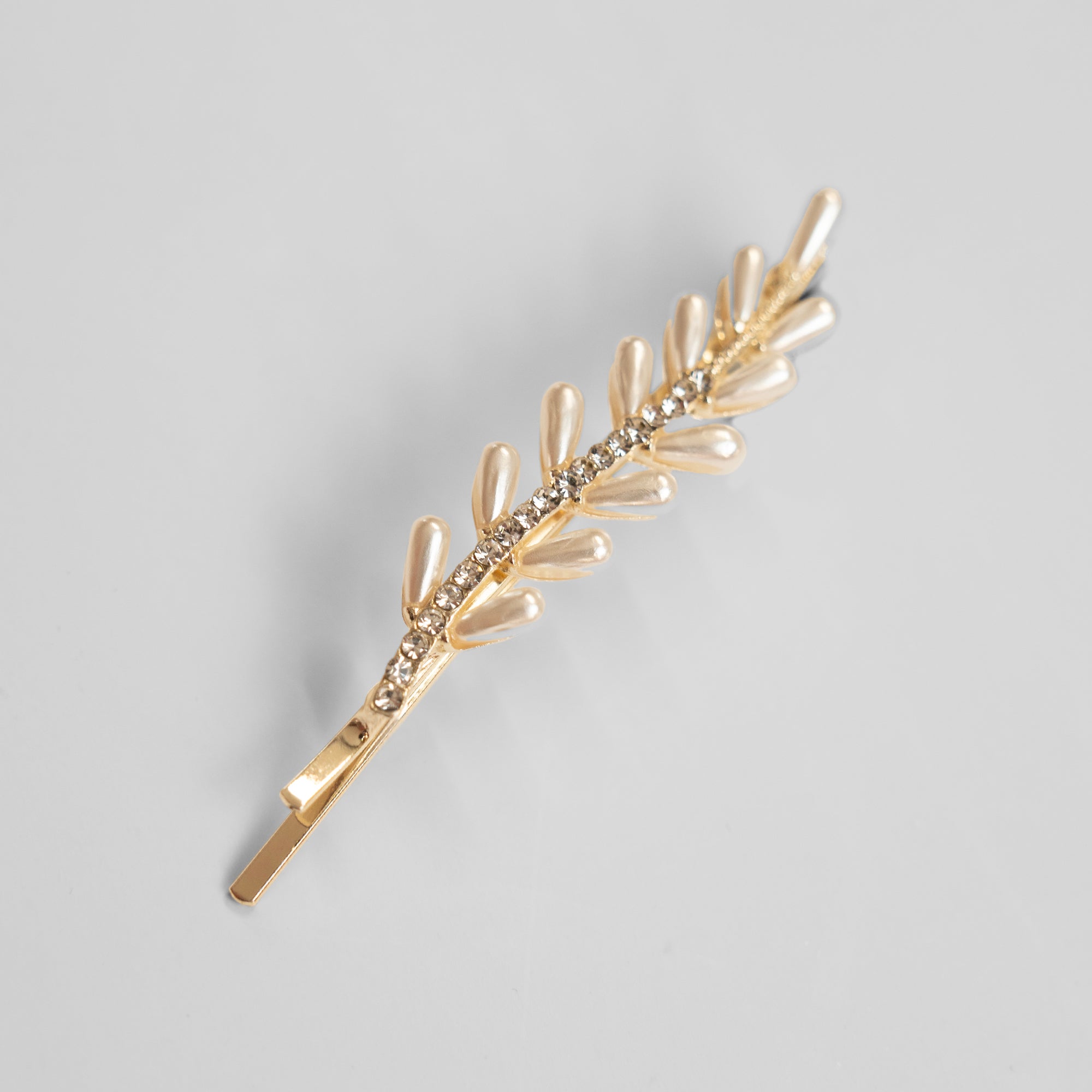 Crystal and Pearl Feather Hair Slide
