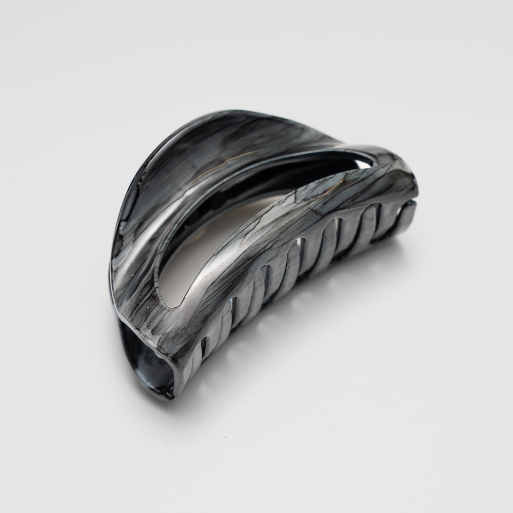 Hand painted Pebble grey medium D shape hair claw clip at Tegen Accessories