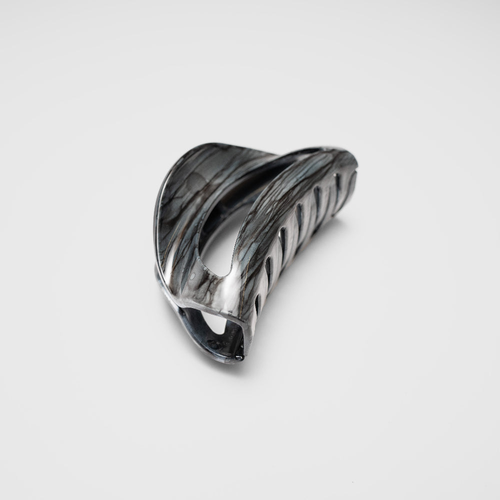 Hand painted Pebble grey small D shape hair claw clip at Tegen Accessories