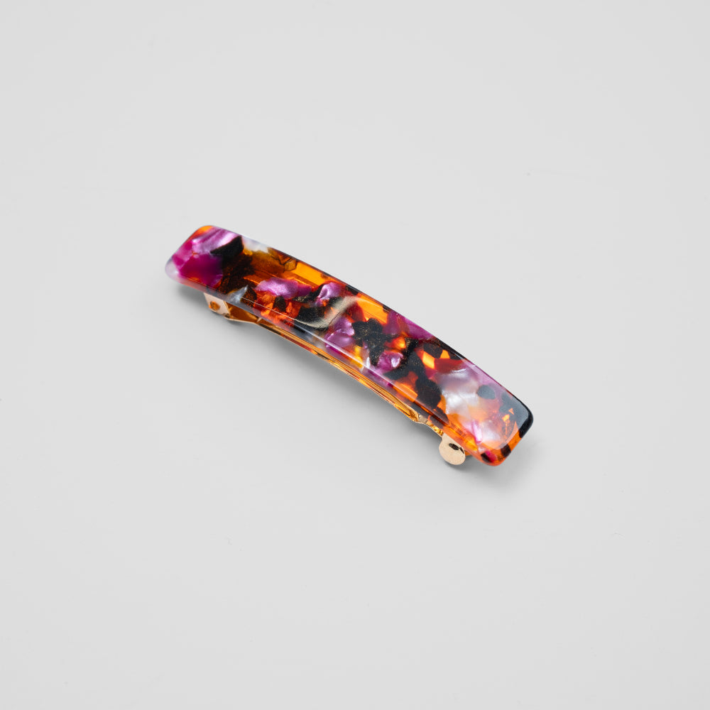 Mini barrette clip in Fizzy Cola orange, pink and black at Tegen Accessories