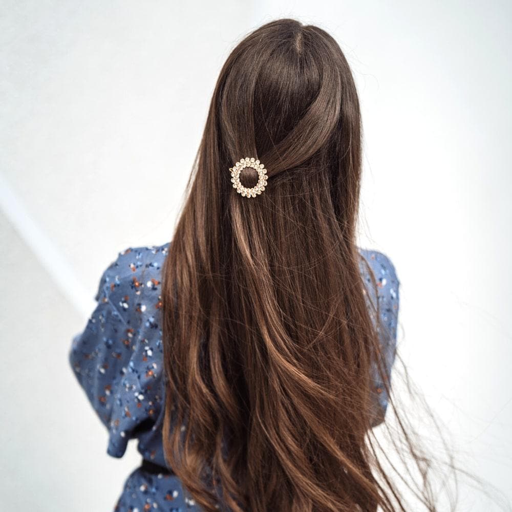 Statement Crystal Circle Hair Clip Crystal at Tegen Accessories |Rose Gold Crystal