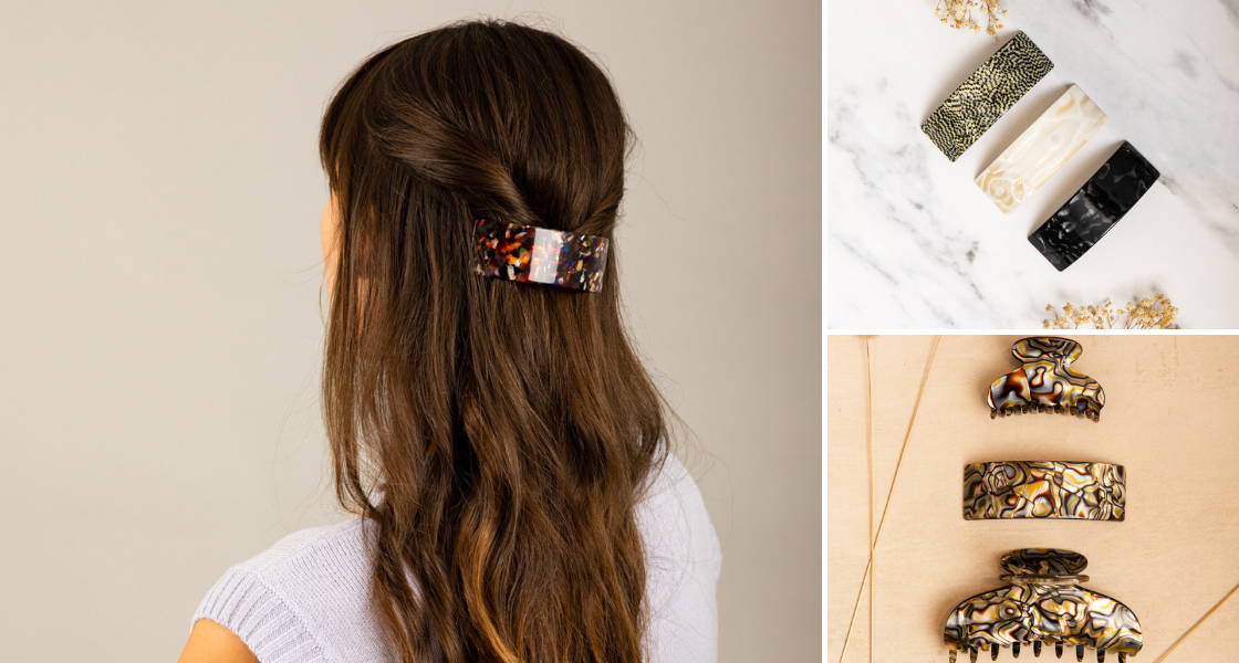 Cellulose acetate hair accessories, by TEGEN