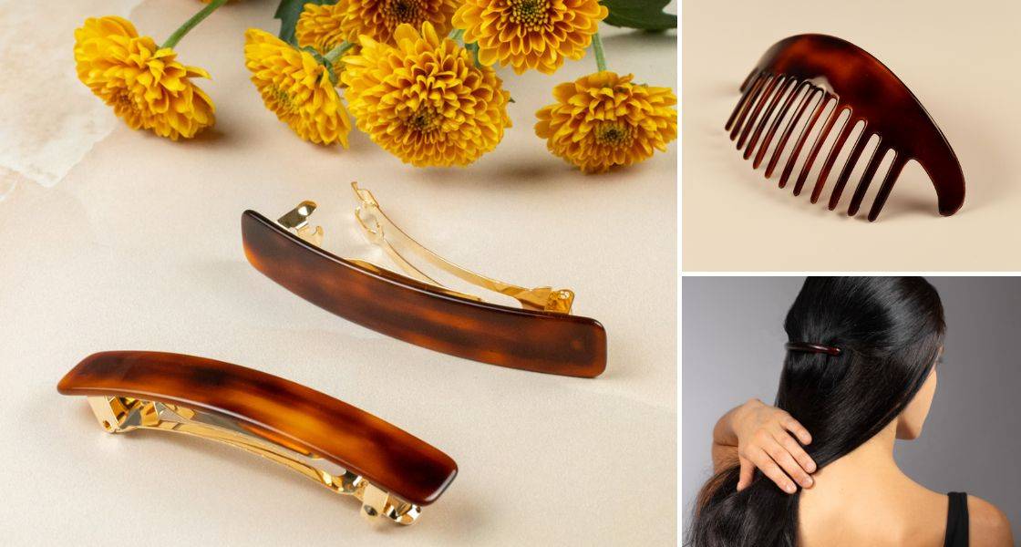 Tortoiseshell hair clips, by TEGEN