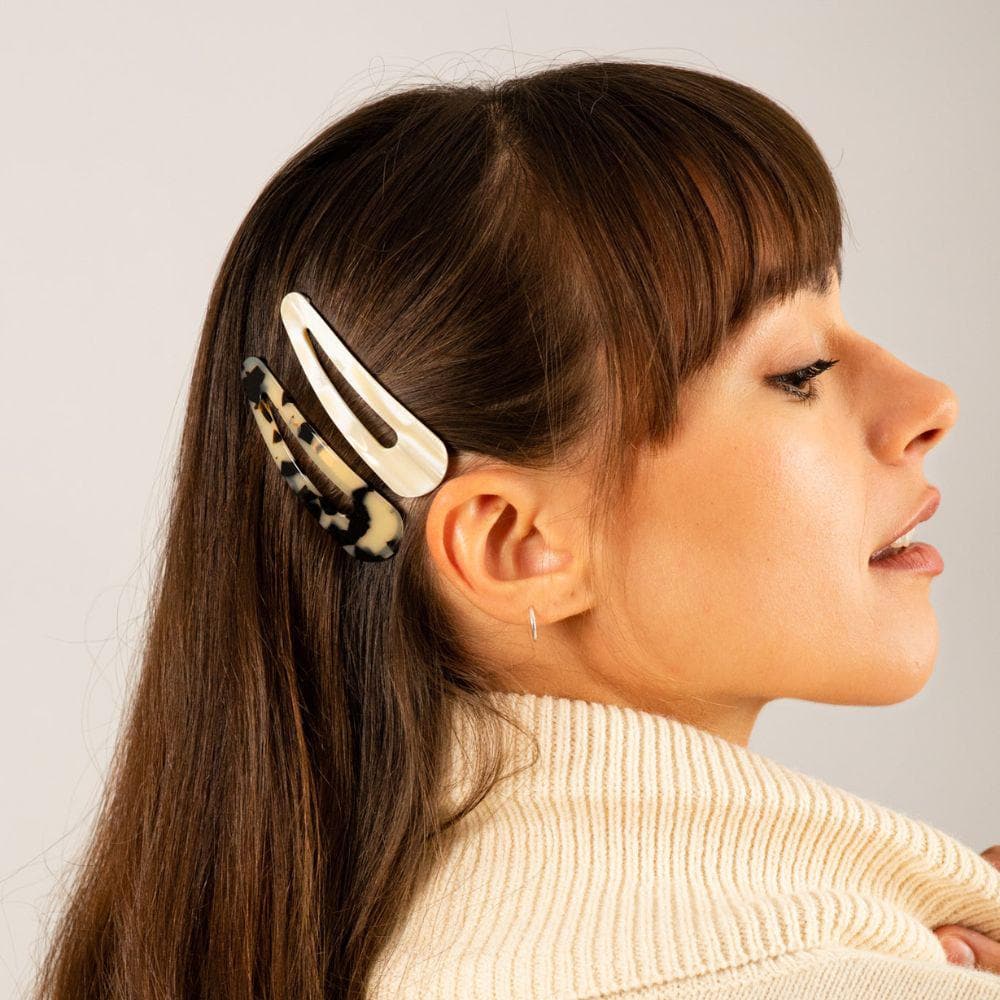 2x 7cm Snap Clips Handmade French Hair Accessories at Tegen Accessories |White Tokio