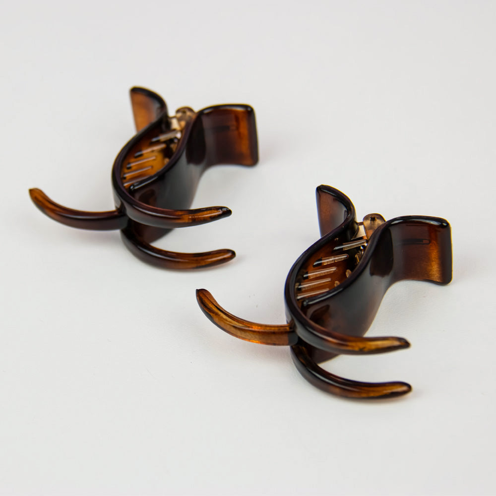 2x Extra Long Teeth Hair Claw Clips 5cm x 2cm Tortoiseshell Essentials French Hair Accessories at Tegen Accessories