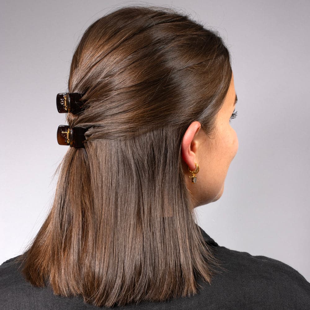 2x Mini Hair Claw Clips in Tortoiseshell Essentials French Hair Accessories at Tegen Accessories |Tortoiseshell