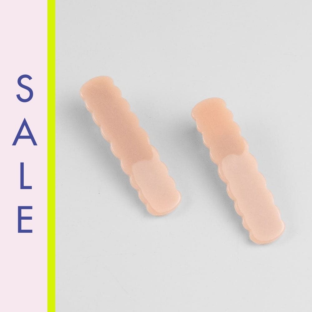 2x Scalloped Edge Crocodile Hair Clips 5cm Blush Handmade French Hair Accessories at Tegen Accessories