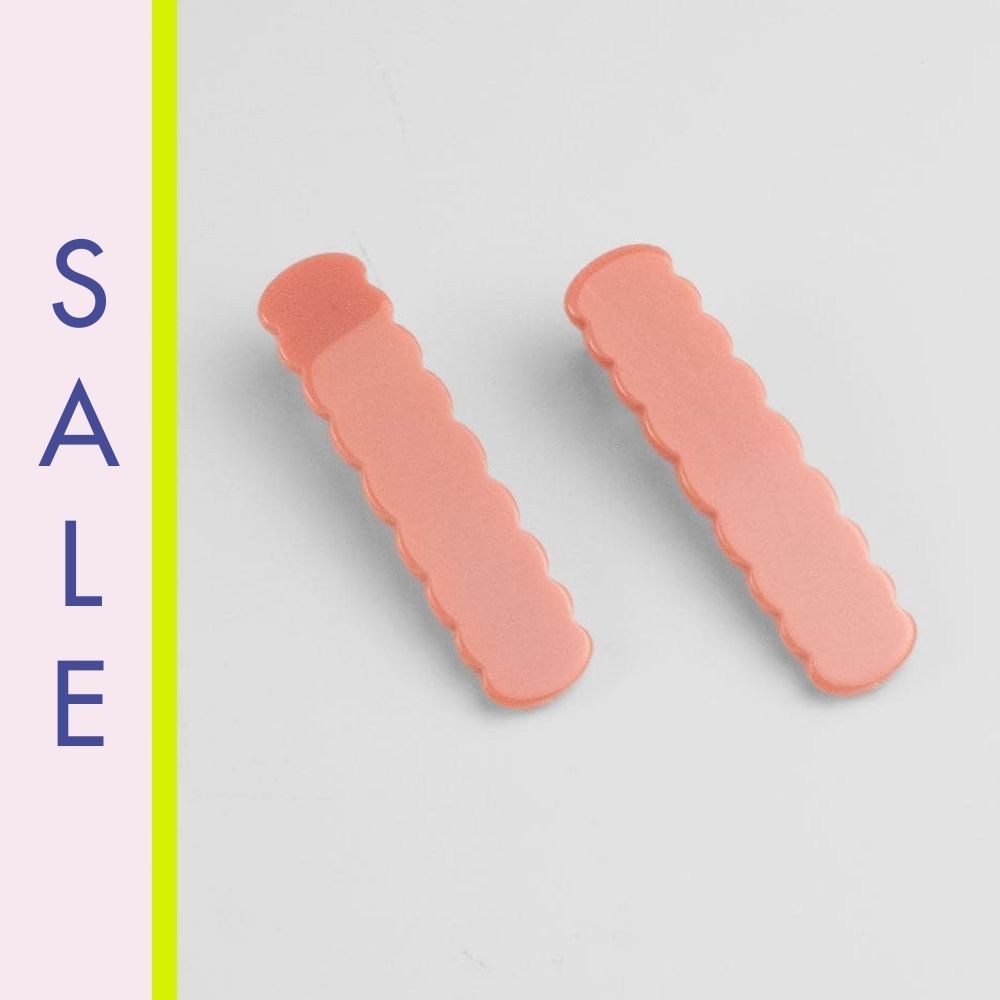 2x Scalloped Edge Crocodile Hair Clips 5cm Rose Handmade French Hair Accessories at Tegen Accessories