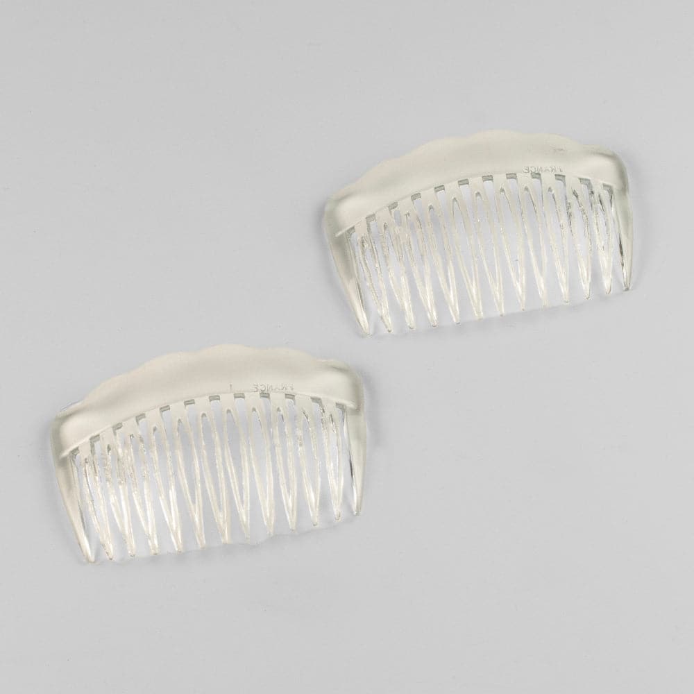 2x Waved Edge Side Combs in Clear Essentials French Hair Accessories at Tegen Accessories