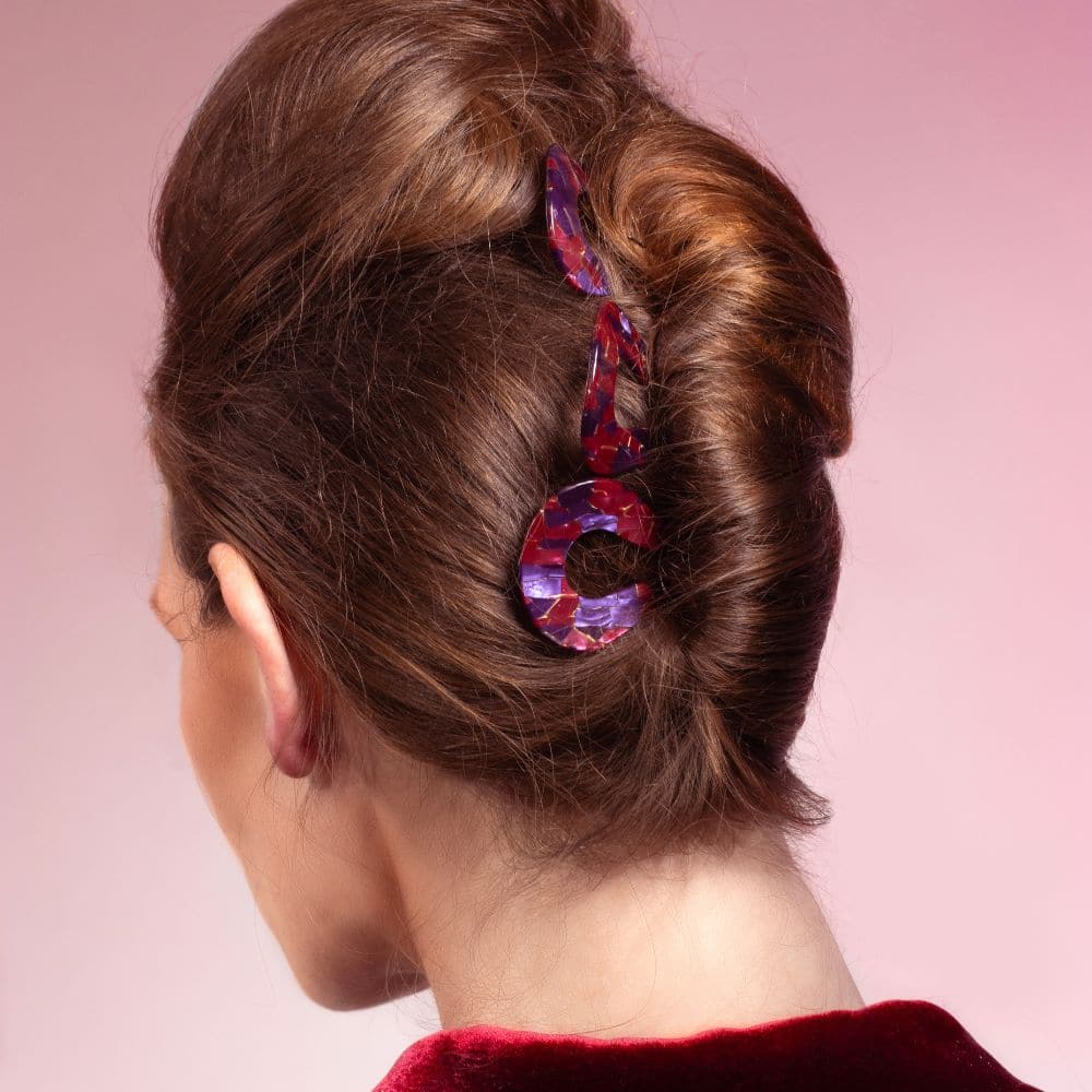 8cm waved berry chignon pin tegen accessories |Berry Crush