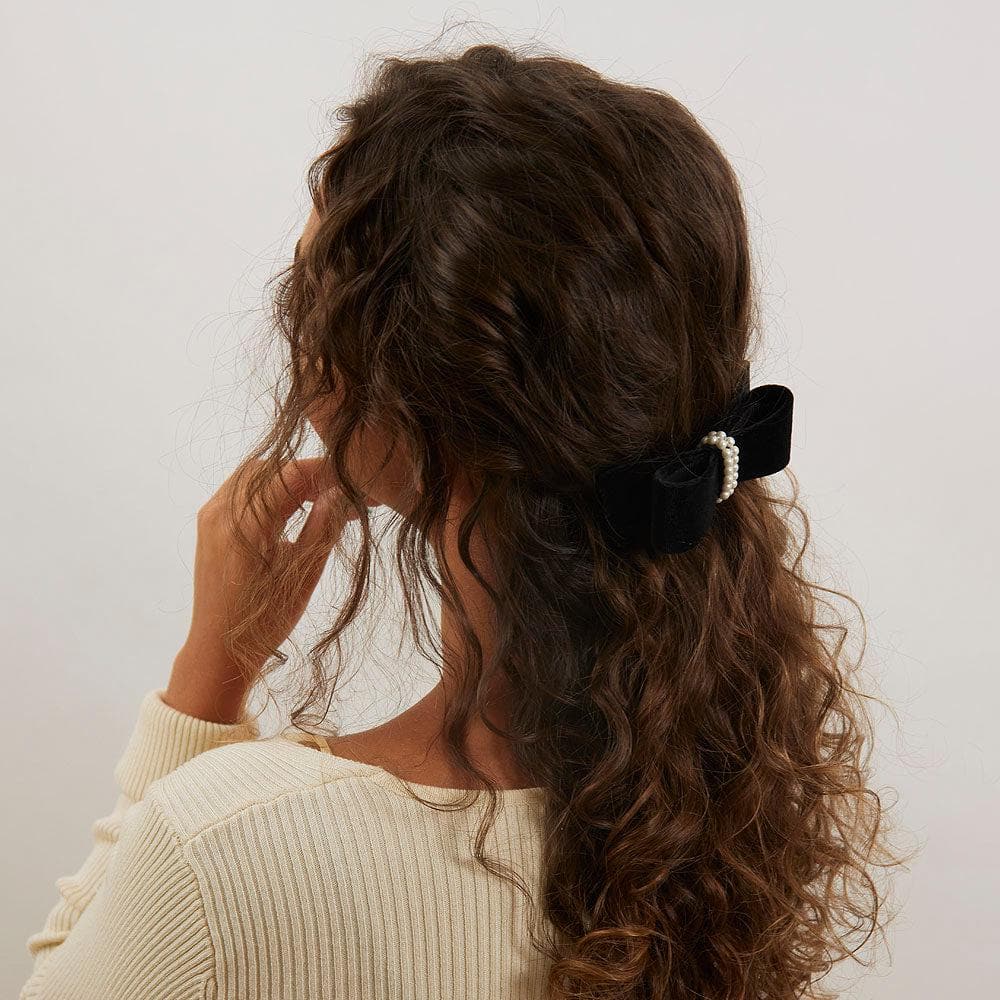 Bow Hair Barrette - Black - Tegen Accessories