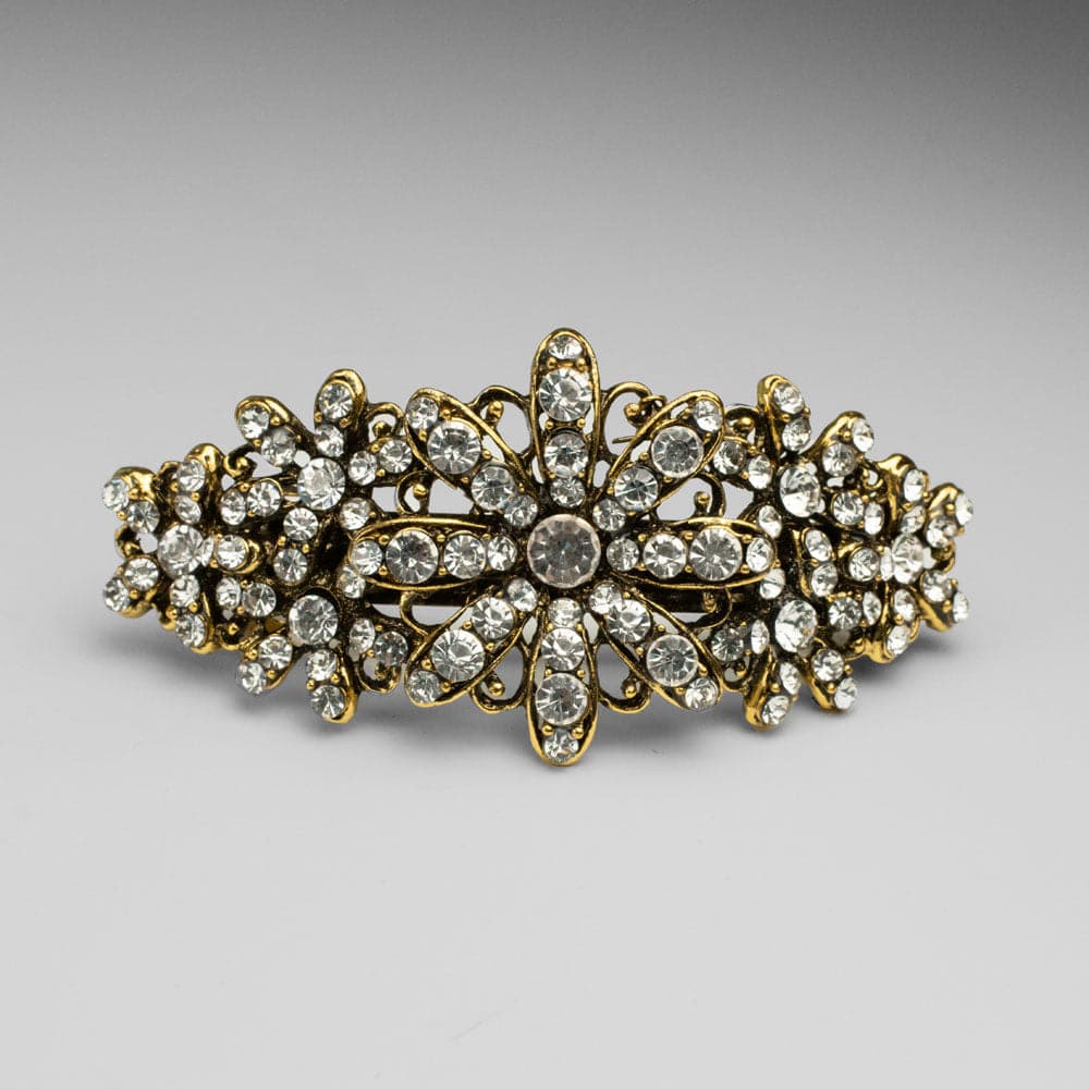 Gold Crystal Daisy Barrette Clip in 10cm by Rosie Fox at Tegen Accessories