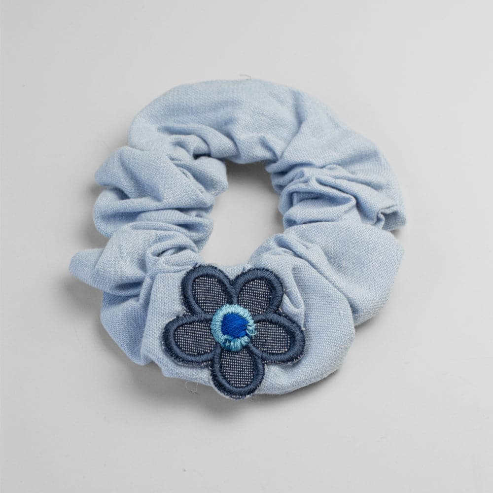 Handmade Children's Denim Flower Scrunchie Light Denim on Tegen Accessories