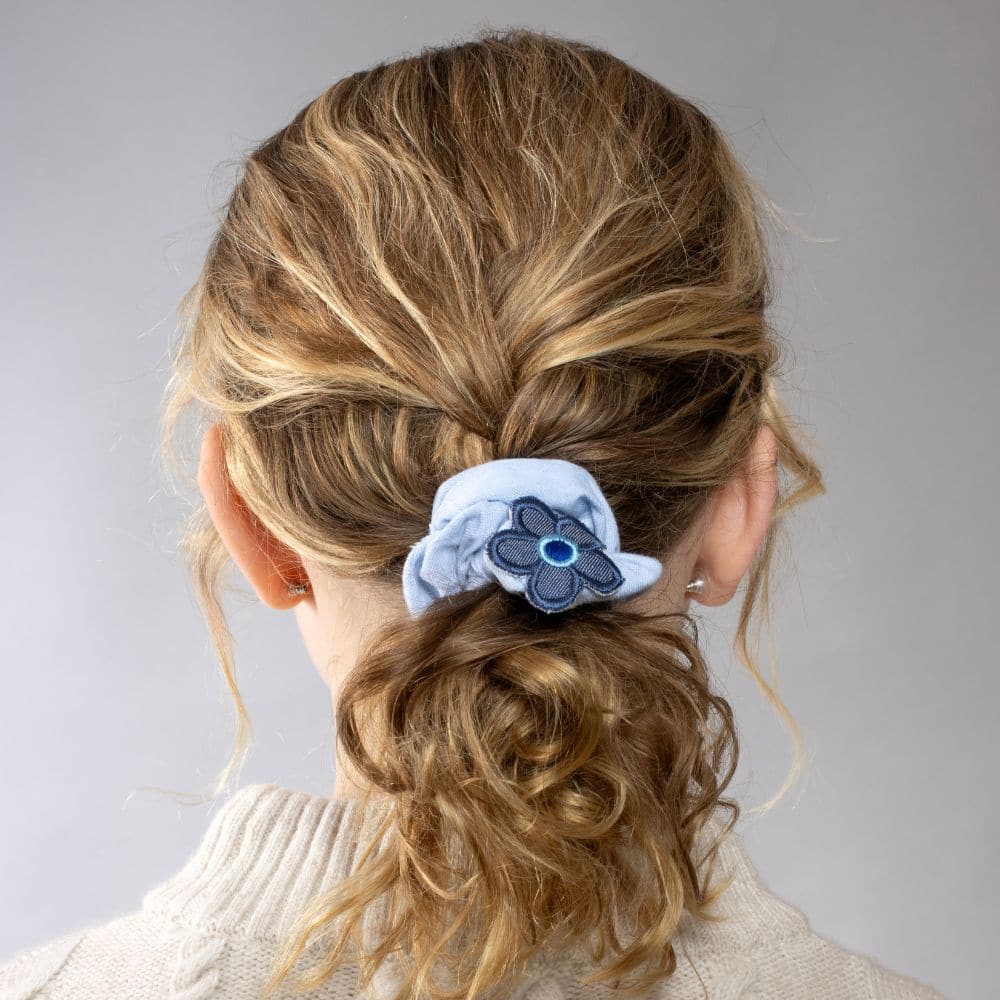 Handmade Children's Denim Flower Scrunchie Set 10cm Set of Three Tegen Accessories